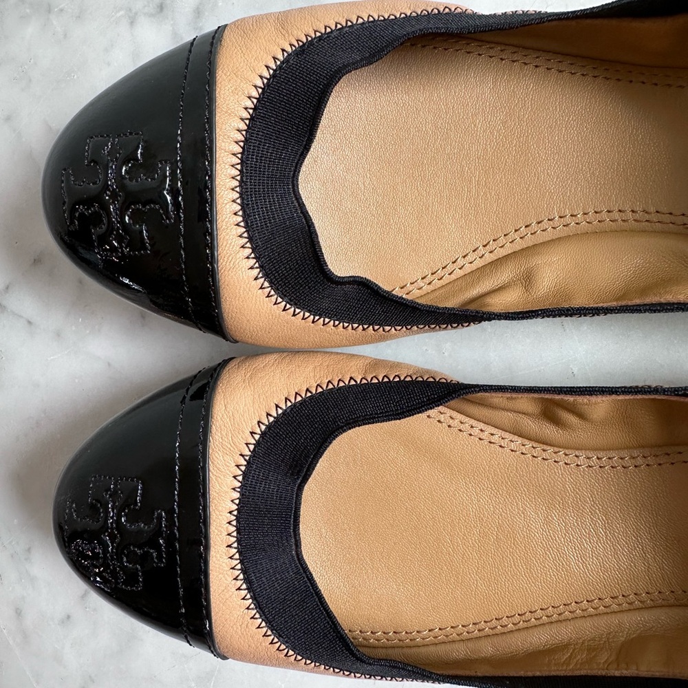 Tory Burch cap-toe ballet flats. Size 9.